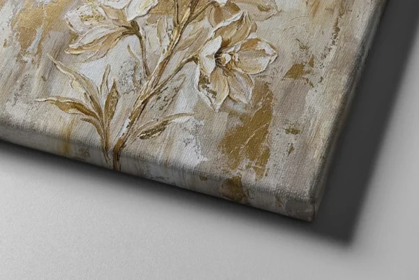 Neutral Wildflower Canvas Wall Art – Elegant Beige Botanical Matte Canvas Print