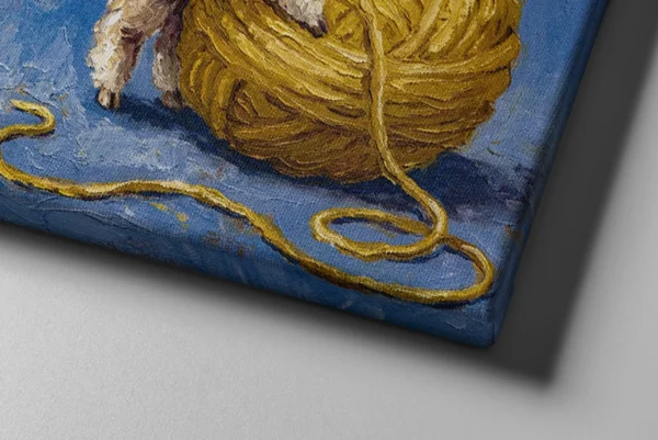 Cute Alpaca Hugging Yarn Canvas Wall Art, Whimsical Farmhouse Animal Matte Canvas Print