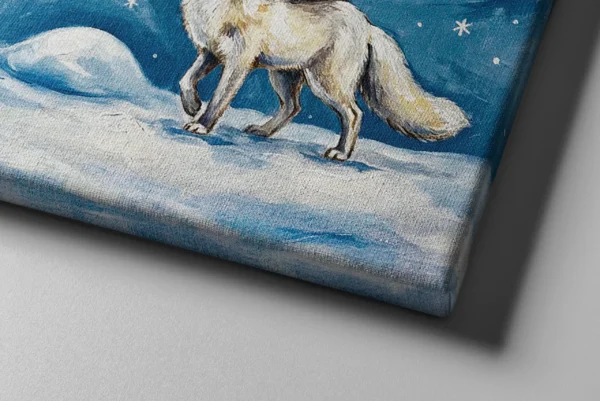 Funny Arctic Fox Canvas Wall Art, Whimsical Winter Animal Matte Canvas Print