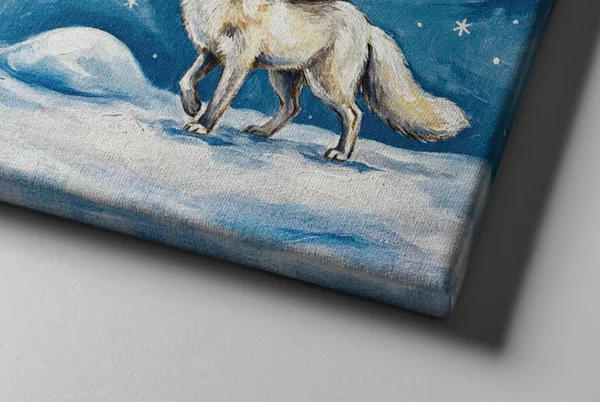 06_Canvas Mock-up 2_right corner_perspective view_compressed Funny Arctic Fox Canvas Wall Art, Whimsical Winter Animal Matte Canvas Print