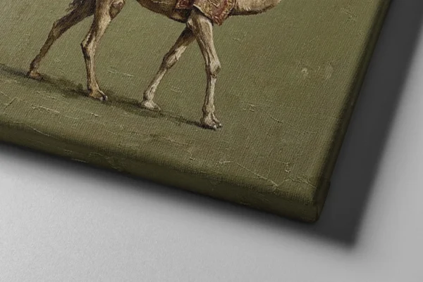 Funny Camel Canvas Wall Art with Tea Tray | Whimsical Desert Matte Canvas Print