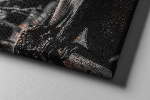 06_Canvas Mock-up 2_right corner_perspective view_compressed Monkey Canvas Wall Art – Elegant Wildlife Primate Portrait Matte Canvas Decor