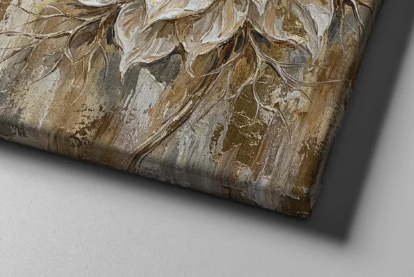 White Floral Canvas Wall Art – Elegant Neutral Botanical Matte Canvas Wall Decor