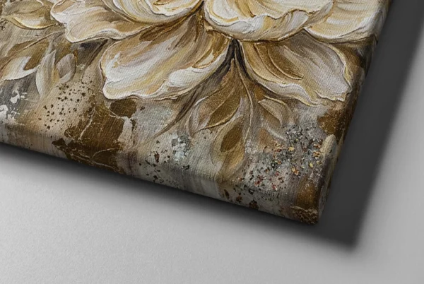 06_Canvas Mock-up 2_right corner_perspective view_compressed Gold Floral Canvas Wall Art – Luxury Neutral Botanical Matte Canvas for Elegant Interiors