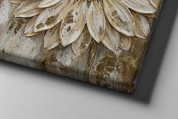 Neutral Sunflower Canvas Wall Art – Elegant Gold Botanical Matte Canvas for Modern Homes