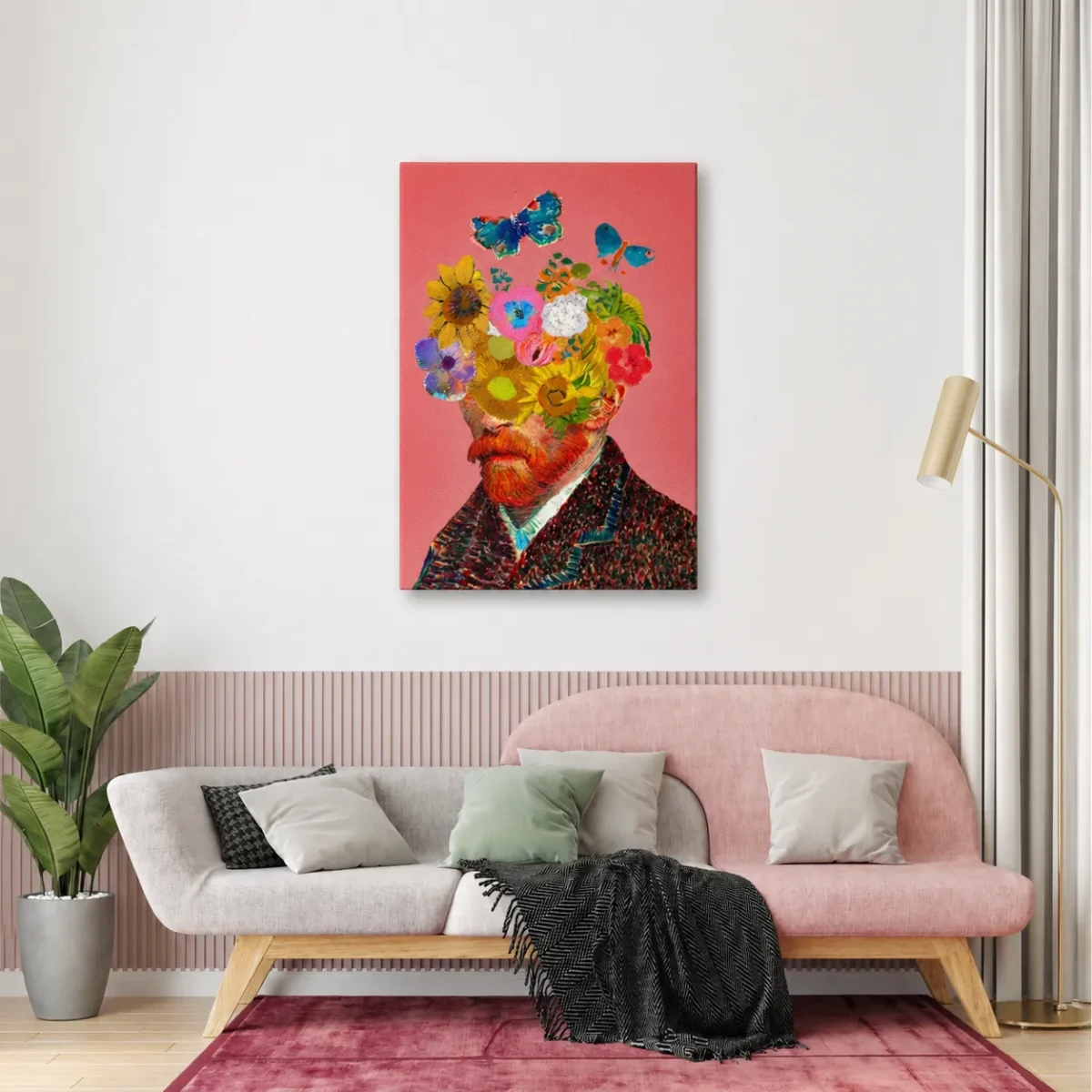 Van Gogh Inspired Canvas Wall Art | Floral Portrait Surreal Matte Canvas Print