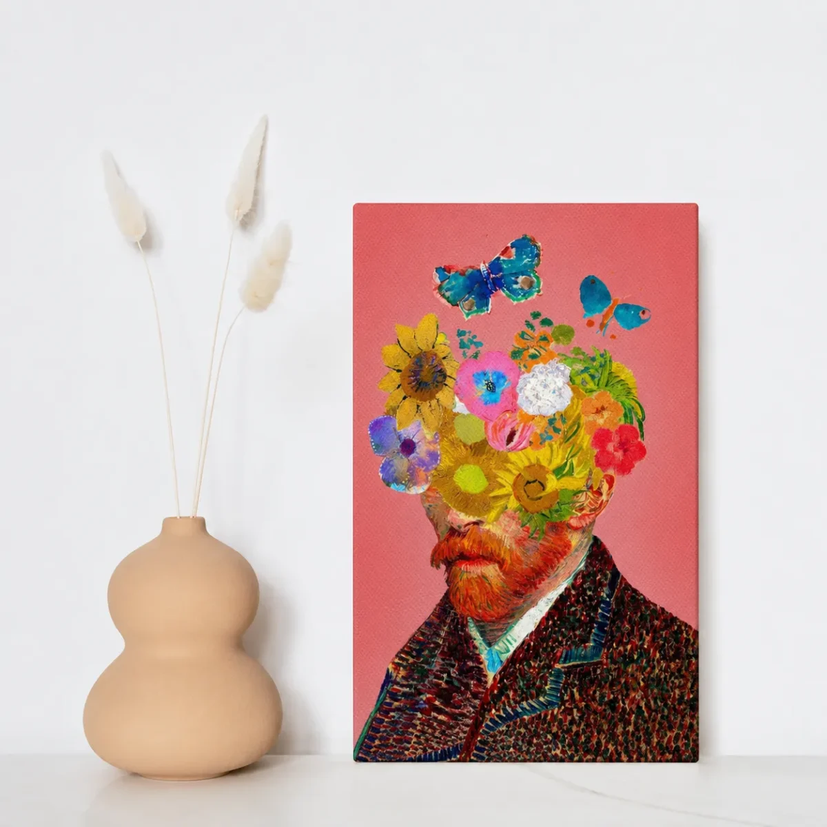 Van Gogh Inspired Canvas Wall Art | Floral Portrait Surreal Matte Canvas Print