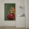 Funny Capybara Canvas Wall Art with Giant Cherry | Whimsical Animal Matte Canvas Print