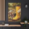 10136022760323458984_2048.jpeg Funny Basset Hound Canvas Wall Art with Yellow Rain Boot | Whimsical Dog Matte Canvas Print