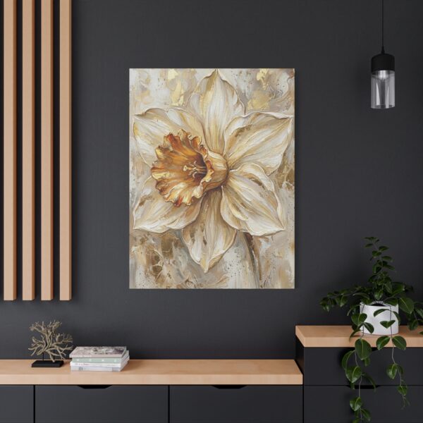 10400759663182957726_2048.jpeg Neutral Daffodil Canvas Wall Art, Elegant Botanical Floral Matte Stretched Canvas Print