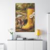 11779907590815517712_2048.jpeg Funny Basset Hound Canvas Wall Art with Yellow Rain Boot | Whimsical Dog Matte Canvas Print