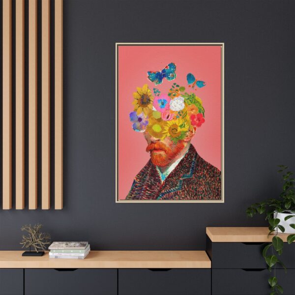Van Gogh Inspired Framed Canvas Wall Art | Floral Surreal Portrait Decor