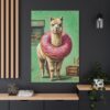 13076906468659349742_2048.jpeg Funny Alpaca Donut Canvas Wall Art, Whimsical Bakery Animal Matte Stretched Canvas Print