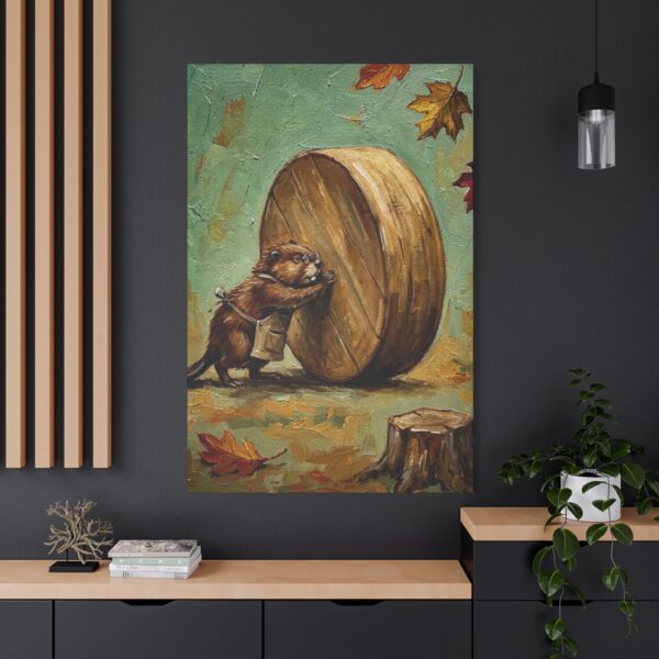 13395393141512274477_2048.jpeg Funny Beaver Canvas Wall Art Rolling Giant Wooden Wheel | Whimsical Woodland Matte Canvas Print