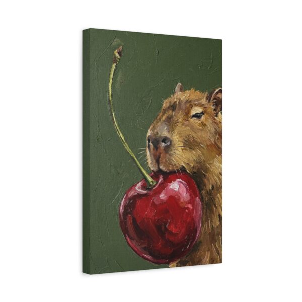 13760457385491962130_2048.jpeg Funny Capybara Canvas Wall Art with Giant Cherry | Whimsical Animal Matte Canvas Print
