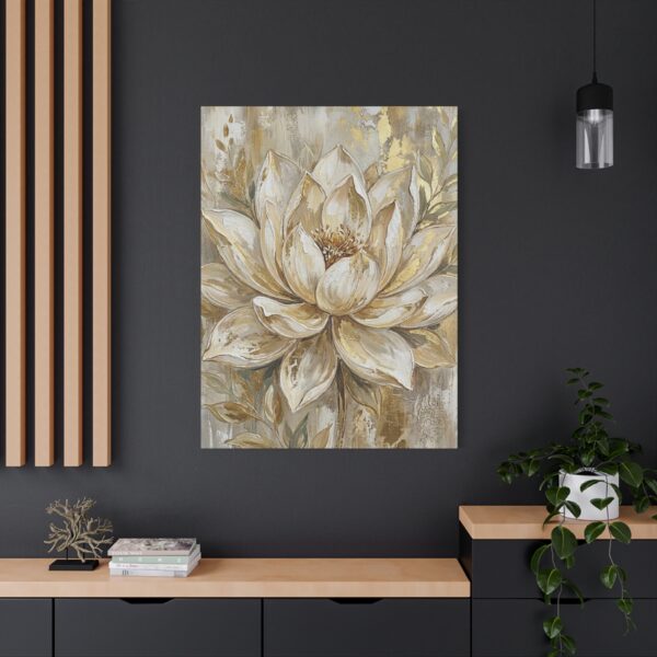 14171077756549903635_2048.jpeg Neutral Gold Floral Canvas Wall Art, Elegant Botanical Matte Stretched Canvas Decor