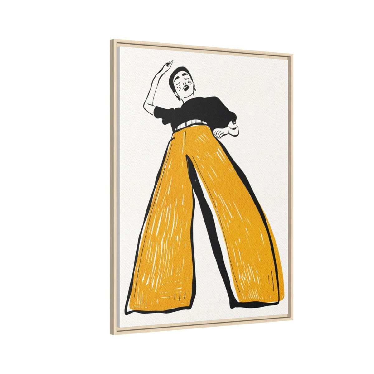 Minimalist Fashion Framed Canvas Wall Art | Modern Female Illustration Matte Canvas Decor