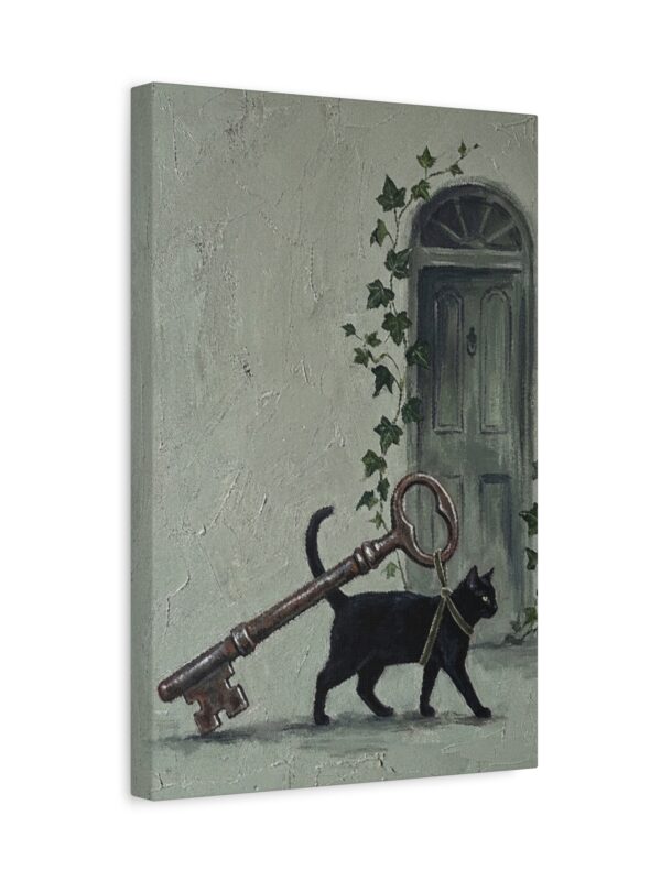 15726894358119403986_2048.jpeg Funny Black Cat Canvas Wall Art with Vintage Key | Whimsical Matte Canvas Print