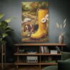 17374163246398870329_2048.jpeg Funny Basset Hound Canvas Wall Art with Yellow Rain Boot | Whimsical Dog Matte Canvas Print