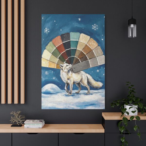 17692555069984078094_2048.jpeg Funny Arctic Fox Canvas Wall Art, Whimsical Winter Animal Matte Canvas Print