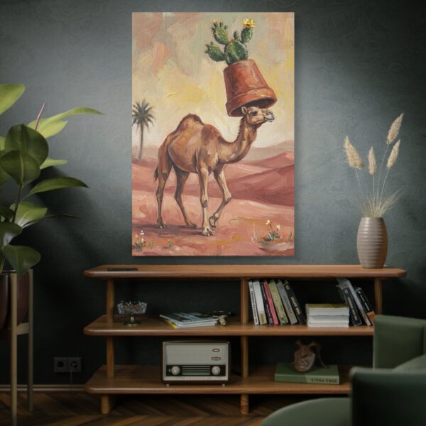 2059086350938487304_2048.jpeg Funny Camel Canvas Wall Art with Cactus Planter | Whimsical Desert Animal Canvas Print