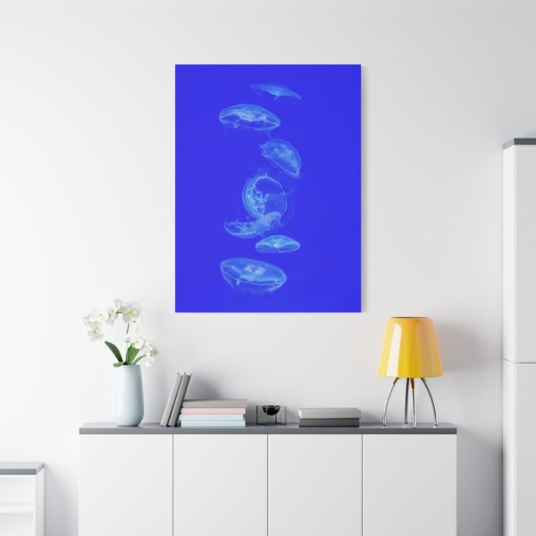 2328003465806680805_2048.jpeg Blue Jellyfish Canvas Wall Art – Modern Ocean Marine Life Matte Stretched Canvas Decor