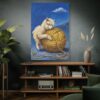 2941740146995269733_2048.jpeg Cute Alpaca Hugging Yarn Canvas Wall Art, Whimsical Farmhouse Animal Matte Canvas Print