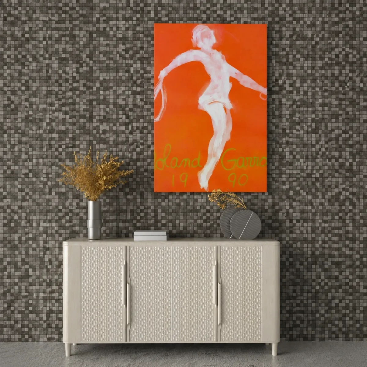 Roland Garros 1990 Tennis Art Canvas - Abstract Figure Canvas Wall Art