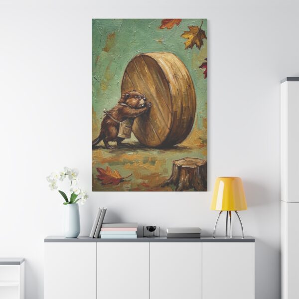 3129337648882237574_2048.jpeg Funny Beaver Canvas Wall Art Rolling Giant Wooden Wheel | Whimsical Woodland Matte Canvas Print