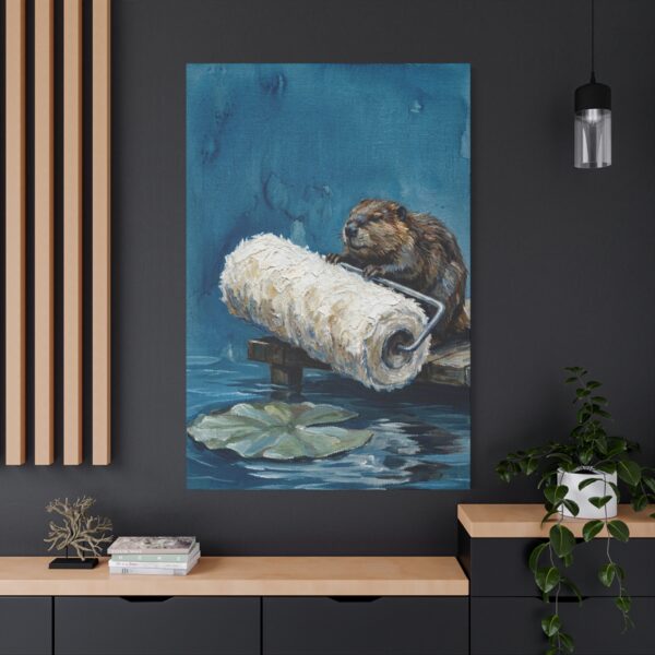 4089531861164756473_2048.jpeg Funny Beaver Canvas Wall Art with Giant Paint Roller | Whimsical Woodland Matte Canvas Print