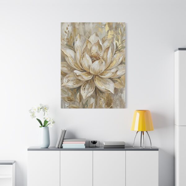4681809862463171061_2048.jpeg Neutral Gold Floral Canvas Wall Art, Elegant Botanical Matte Stretched Canvas Decor