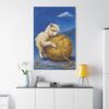6053424984410989172_2048.jpeg Cute Alpaca Hugging Yarn Canvas Wall Art, Whimsical Farmhouse Animal Matte Canvas Print