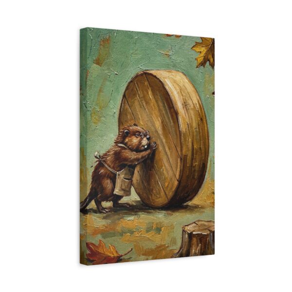 6576210803701001329_2048.jpeg Funny Beaver Canvas Wall Art Rolling Giant Wooden Wheel | Whimsical Woodland Matte Canvas Print