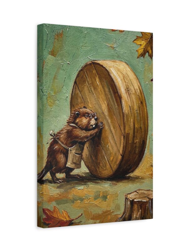 6576210803701001329_2048.jpeg Funny Beaver Canvas Wall Art Rolling Giant Wooden Wheel | Whimsical Woodland Matte Canvas Print