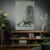 6675779377983669657_2048.jpeg Funny Black Cat Canvas Wall Art with Vintage Key | Whimsical Matte Canvas Print