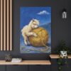 8937575142388623087_2048.jpeg Cute Alpaca Hugging Yarn Canvas Wall Art, Whimsical Farmhouse Animal Matte Canvas Print