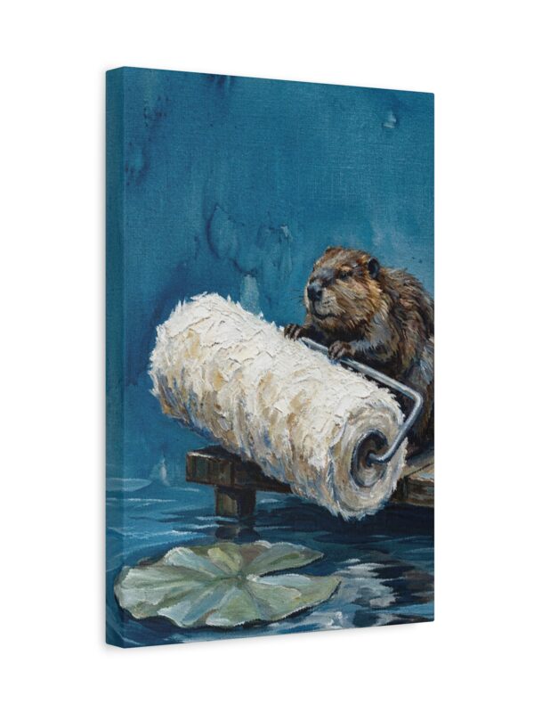 9674053955173540491_2048.jpeg Funny Beaver Canvas Wall Art with Giant Paint Roller | Whimsical Woodland Matte Canvas Print
