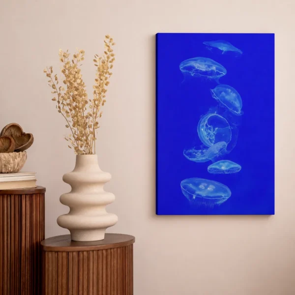 ChatGPT Image Jul 13, 2026, 09_54_46 PM_compressed Blue Jellyfish Canvas Wall Art – Modern Ocean Marine Life Matte Stretched Canvas Decor