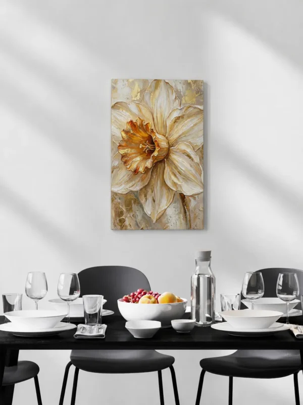ChatGPT Image Jul 14, 2026, 09_32_23 PM_compressed Neutral Daffodil Canvas Wall Art, Elegant Botanical Floral Matte Stretched Canvas Print