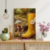 ChatGPT Image Jul 16, 2026, 01_02_22 PM_compressed Funny Basset Hound Canvas Wall Art with Yellow Rain Boot | Whimsical Dog Matte Canvas Print