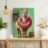 ChatGPT Image Jul 16, 2026, 12_01_40 PM_compressed Funny Alpaca Donut Canvas Wall Art, Whimsical Bakery Animal Matte Stretched Canvas Print