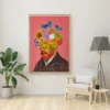 Van Gogh Inspired Framed Canvas Wall Art | Floral Surreal Portrait Decor