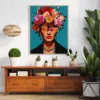 Frida Kahlo Inspired Framed Canvas Wall Art | Floral Portrait Home Decor