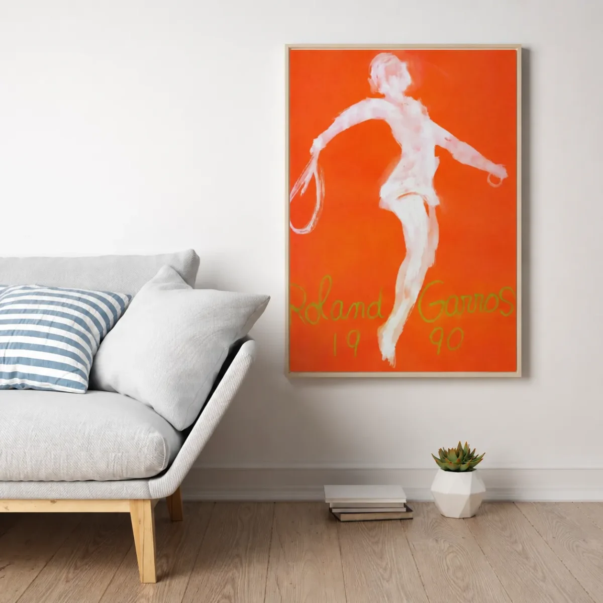 Roland Garros 1990 Tennis Poster Matte Canvas Print - Abstract Figure Framed Canvas Wall Art