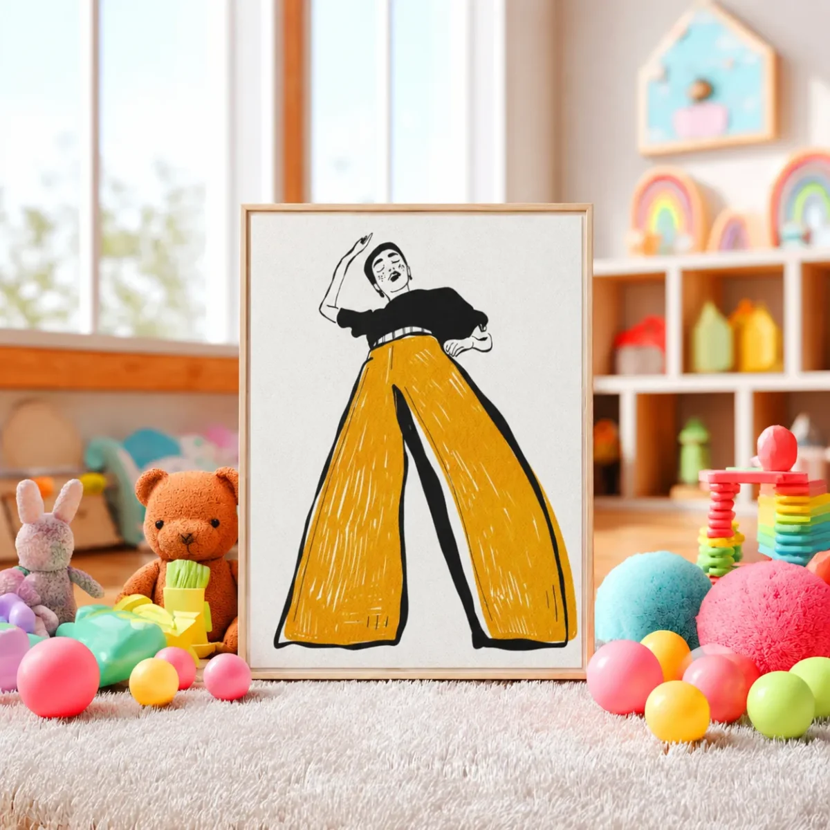 Minimalist Fashion Framed Canvas Wall Art | Modern Female Illustration Matte Canvas Decor