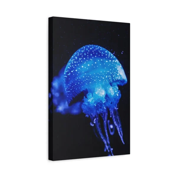 Glowing Blue Jellyfish Canvas Wall Art for Coastal Modern Ocean Home Décor