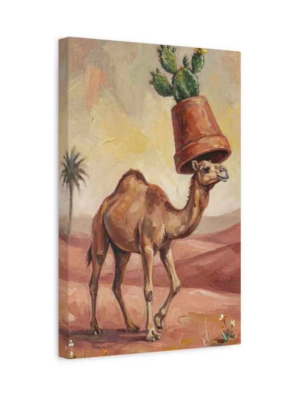 matte-canvas-stretched-125_compressed Funny Camel Canvas Wall Art with Cactus Planter | Whimsical Desert Animal Canvas Print
