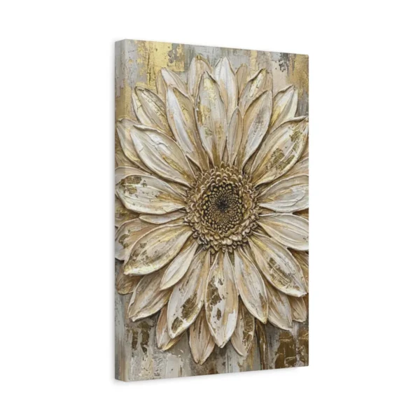 Neutral Sunflower Canvas Wall Art – Elegant Gold Botanical Matte Canvas for Modern Homes