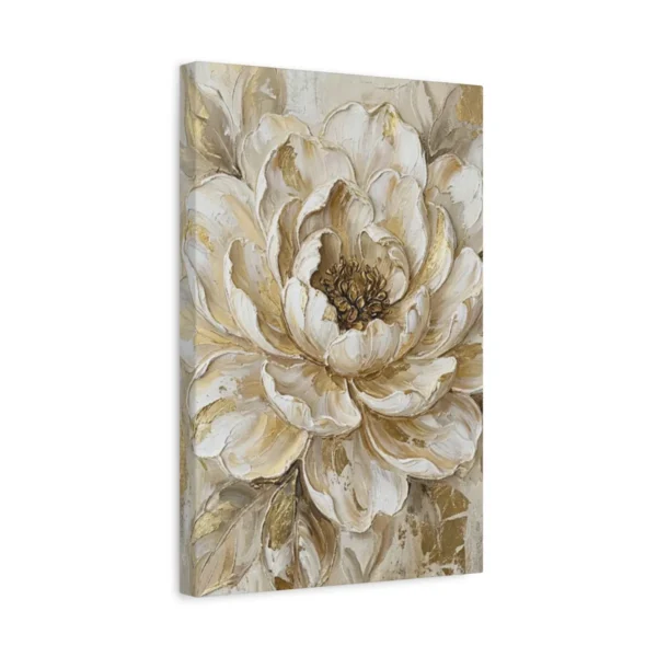 Neutral Floral Canvas Wall Art – Beige & Gold Luxury Botanical Matte Canvas Print