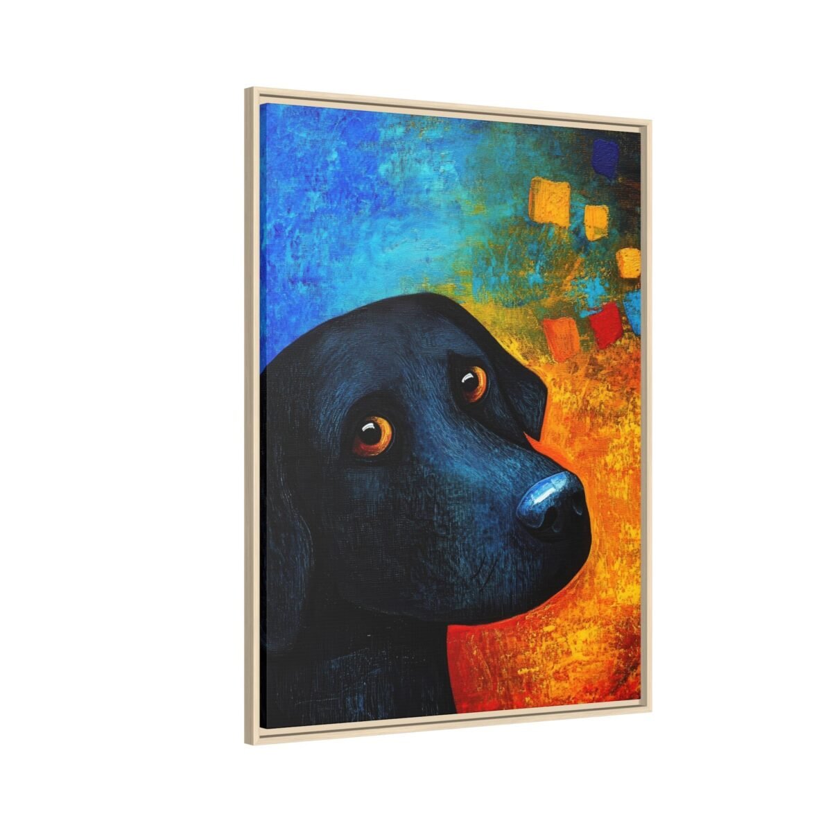 Black Bear Framed Canvas Wall Art – Colorful Contemporary Wildlife Decor